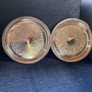 Set of 2 Newport by Gorham Silver plated 10” Serving  Trays Platters